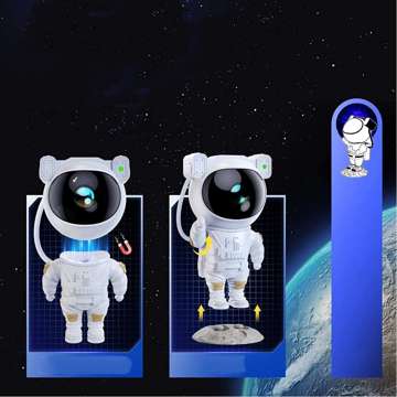 Astronaut 3D Sternenprojektor zur Raumgestaltung Ferngesteuert mit einstellbarem Display und Timer LED Lampe weiß