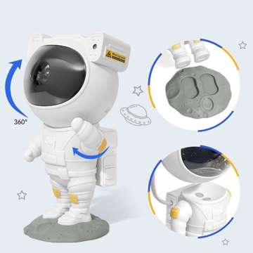 Astronaut 3D Sternenprojektor zur Raumgestaltung Ferngesteuert mit einstellbarem Display und Timer LED Lampe weiß