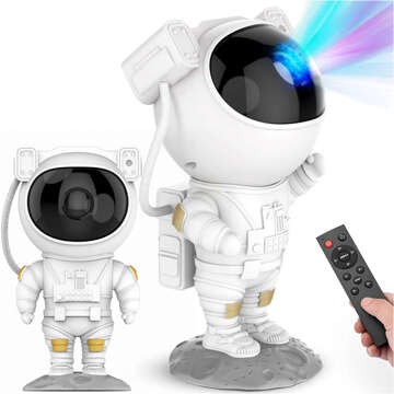 Astronaut 3D Sternenprojektor zur Raumgestaltung Ferngesteuert mit einstellbarem Display und Timer LED Lampe weiß