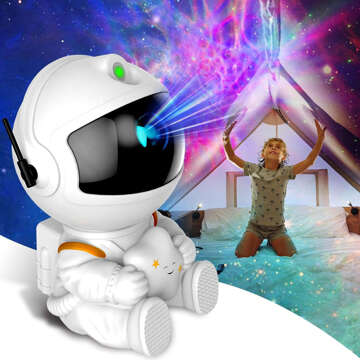 Astronauten-Sternprojektor RGB 360 LED-Nachtlicht für Kinderzimmer, ferngesteuert mit einstellbarem Weiß