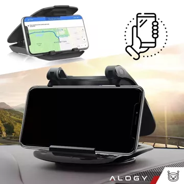 Auto-GPS-Telefonhalter, Cockpit, Auto, Armaturenbrett, Autos, drehbar um 360 Grad, für 6,5-Zoll-Alogy-Telefon, Schwarz