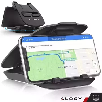 Auto-GPS-Telefonhalter, Cockpit, Auto, Armaturenbrett, Autos, drehbar um 360 Grad, für 6,5-Zoll-Alogy-Telefon, Schwarz