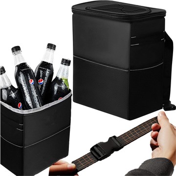 Auto-Mülleimer-Organizer, Mini-Mülleimer für Kopfstütze, Autositz für Auto, Schwarz, 8 l, Thermotasche Alogy