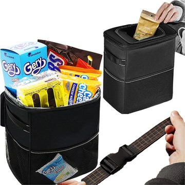 Auto-Mülleimer-Organizer, Mini-Mülleimer für Kopfstütze, Autositz für Auto, Schwarz, 8 l, Thermotasche Alogy