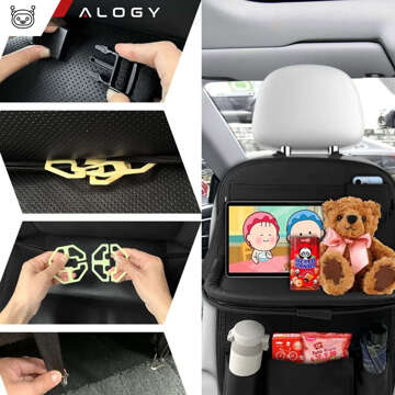 Auto Organizer Auto Reisetisch Autositzschoner Rückenlehne Sitz Alogy Black 2x Kopfstützenhalter