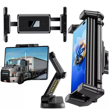 Autohalterung für Tablet, Telefon 10,1 Zoll für LKW, Bus, LKW, Bagger, Auto, 43 cm lang, für das Cockpitfenster, Alogy Black