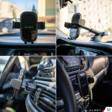 Autotelefonhalter, Fenster, Kühlergrill, Cockpit, Armaturenbrett, Auto, Auto, für 7-Zoll-Telefon Alogy 3in1 Black Organizer