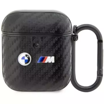 BMW BMA2WMPUCA2 Hülle für AirPods 1/2 Hülle schwarz/schwarz Carbon Double Metal Logo