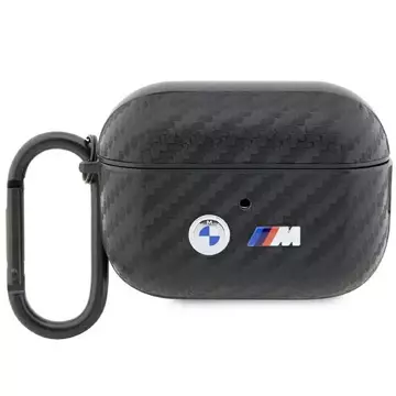 BMW BMAP2WMPUCA2 Hülle für AirPods Pro 2 Gen Cover schwarz/schwarz Carbon Double Metal Logo