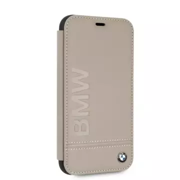 BMW BMFLBKI61LLST Schutzhülle für Apple iPhone Xr Buch beige/taupe Logo-Aufdruck