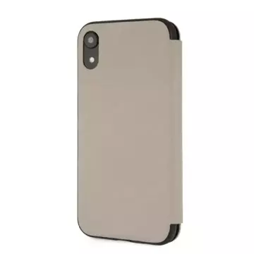 BMW BMFLBKI61LLST Schutzhülle für Apple iPhone Xr Buch beige/taupe Logo-Aufdruck