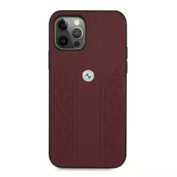 BMW BMHCP12LRSPPR Handyhülle für Apple iPhone 12 Pro Max 6.7" rot/rot Hardcase Leather Curve Perforate