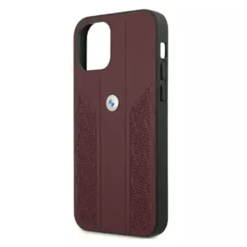BMW BMHCP12LRSPPR Handyhülle für Apple iPhone 12 Pro Max 6.7" rot/rot Hardcase Leather Curve Perforate
