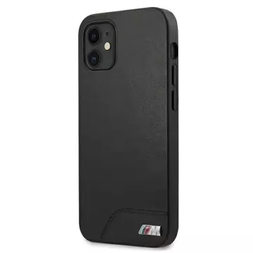 BMW BMHCP12SMHOLBK Phone Case für Apple iPhone 12 Mini 5.4" schwarz/schwarz Hardcase M Collection Smooth PU