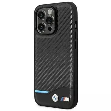 BMW BMHCP14L22NBCK Handyhülle für Apple iPhone 14 Pro 6.1" schwarz/schwarz Leder Carbon