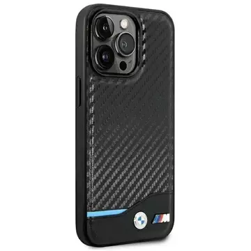 BMW BMHCP14L22NBCK Handyhülle für Apple iPhone 14 Pro 6.1" schwarz/schwarz Leder Carbon