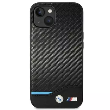 BMW BMHCP14M22NBCK Handyhülle für Apple iPhone 14 Plus 6.7" schwarz/schwarz Leder Carbon