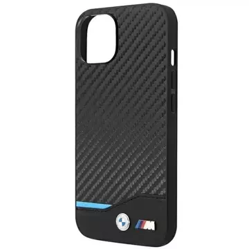 BMW BMHCP14M22NBCK Handyhülle für Apple iPhone 14 Plus 6.7" schwarz/schwarz Leder Carbon