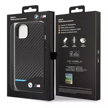 BMW BMHCP14M22NBCK Handyhülle für Apple iPhone 14 Plus 6.7" schwarz/schwarz Leder Carbon