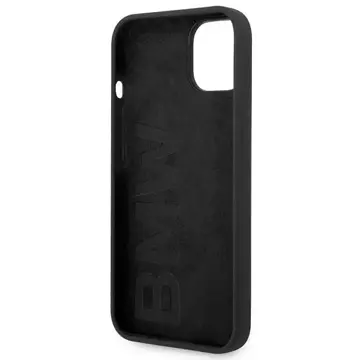 BMW BMHCP14SSILBK Handyhülle für Apple iPhone 14 6.1" schwarz/schwarz Silikon-Metall-Logo