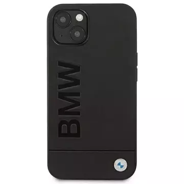 BMW BMHCP14SSLLBK Handyhülle für Apple iPhone 14 6.1" schwarz/schwarz Leather Stamp