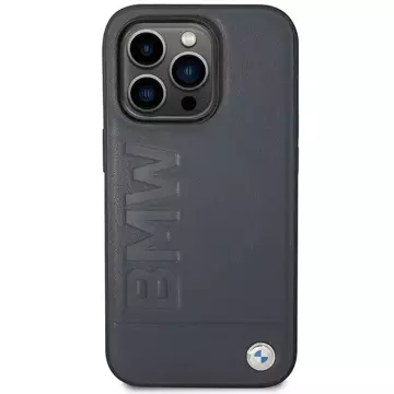 BMW BMHMP14XSLLNA Handyhülle für Apple iPhone 14 Pro Max 6,7" Marine/Marine Hardcase Leder Hot Stamp MagSafe