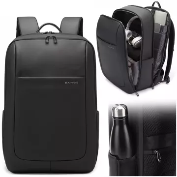 Bange Wasserdichter Rucksack Laptoptasche 15,6" Urban Travel 46x30x16 cm Für Arbeit Schule Flugzeug Herren Damen Schwarz