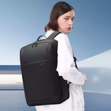 Bange Wasserdichter Rucksack Laptoptasche 15,6" Urban Travel 46x30x16 cm Für Arbeit Schule Flugzeug Herren Damen Schwarz