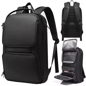 Bange Wasserdichter Rucksack, Laptoptasche, 15,6 Zoll, Reisezubehör, 48 x 30 x 12,5 cm, für Arbeit, Schule, Flugzeug, Herren, Damen, USB und USB-C, Schwarz