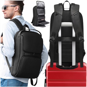 Bange Wasserdichter Rucksack, Laptoptasche, 15,6 Zoll, Reisezubehör, 48 x 30 x 12,5 cm, für Arbeit, Schule, Flugzeug, Herren, Damen, USB und USB-C, Schwarz