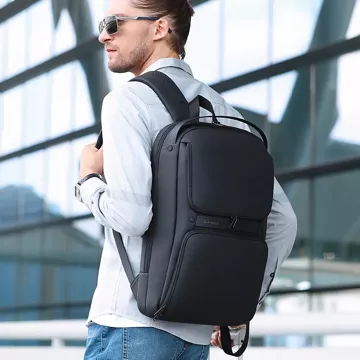 Bange Wasserdichter Rucksack, Laptoptasche, 15,6 Zoll, Reisezubehör, 48 x 30 x 12,5 cm, für Arbeit, Schule, Flugzeug, Herren, Damen, USB und USB-C, Schwarz