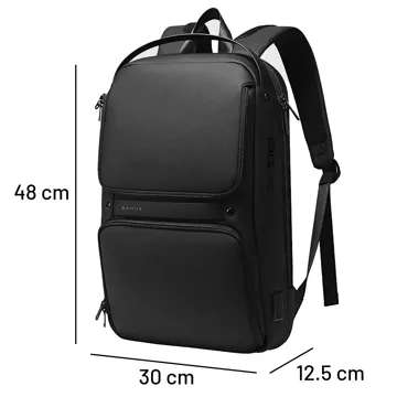 Bange Wasserdichter Rucksack, Laptoptasche, 15,6 Zoll, Reisezubehör, 48 x 30 x 12,5 cm, für Arbeit, Schule, Flugzeug, Herren, Damen, USB und USB-C, Schwarz