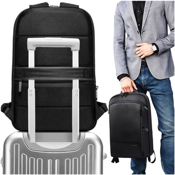 Bange Wasserdichter Rucksack, Laptoptasche, 17 Zoll, Reise, erweiterbar, 49 x 33 x 6 cm, für Arbeit, Schule, Flugzeug, Herren, Damen, Schwarz