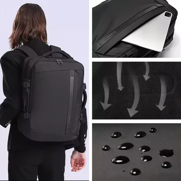 Bange wasserdichter Rucksack, Laptoptasche, 15,6 Zoll, Reisen, 47 x 31 x 20 cm, für Arbeit, Schule, Flugzeug, Herren, Damen, mit USB-Anschluss, Schwarz