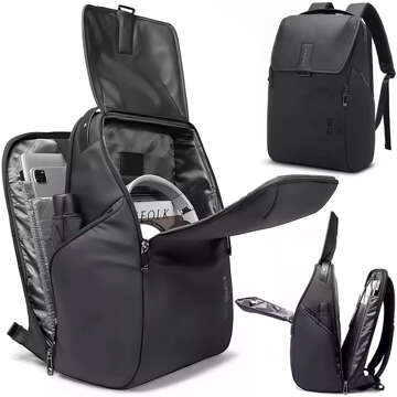 Bange wasserdichter Rucksack, Laptoptasche, 15,6 Zoll, Stadtreisender, 46 x 30 x 19 cm, für Arbeit, Schule, Flugzeug, Herren, Damen, Schwarz