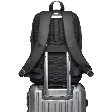 Bange wasserdichter Rucksack für 15,6-Zoll-Laptop, Stadtreisender, 45 x 30 x 16 cm, für Arbeit, Flugzeug, Herren, Damen, mit USB-Anschluss Schwarz