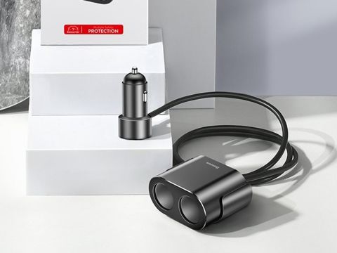 Baseus Autoladegerät 2x USB 80W Auto Zigarette schwarz