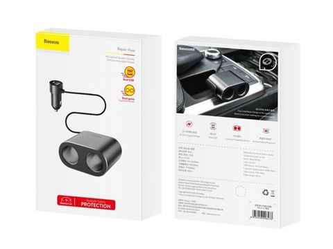 Baseus Autoladegerät 2x USB 80W Auto Zigarette schwarz