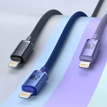 Baseus Crystal Shine Series Kabel USB-Kabel für schnelles Aufladen und Datenübertragung USB Typ A - Lightning 2.4A 2m blau (CAJY000103)