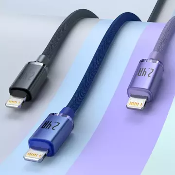 Baseus Crystal Shine Series Kabel USB-Kabel für schnelles Aufladen und Datenübertragung USB Typ A - Lightning 2.4A 2m blau (CAJY000103)