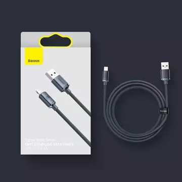 Baseus Crystal Shine Series Kabel USB-Kabel für schnelles Aufladen und Datenübertragung USB Typ A - Lightning 2.4A 2m schwarz (CAJY000101)