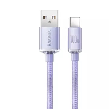 Baseus Crystal Shine Series Kabel USB-Kabel für schnelles Aufladen und Datenübertragung USB Typ A - USB Typ C 100 W 1,2 m lila (CAJY000405)