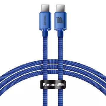 Baseus Crystal Shine Series Kabel USB-Kabel für schnelles Aufladen und Datenübertragung USB Typ C - USB Typ C 100W 1,2m blau (CAJY000603)