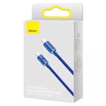 Baseus Crystal Shine Series Kabel USB-Kabel für schnelles Aufladen und Datenübertragung USB Typ C - USB Typ C 100W 1,2m blau (CAJY000603)