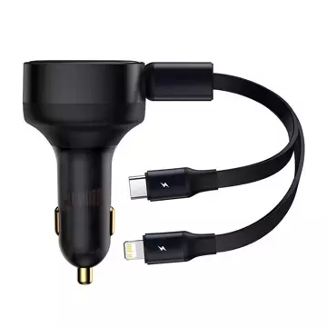 Baseus Enjoyment Autoladegerät mit USB-C Lightning 3A, 30W Kabeln (schwarz)