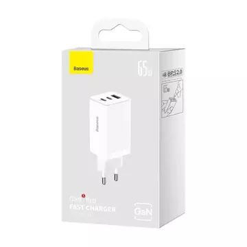 Baseus GaN5 Pro 2xUSB-C USB-Wandladegerät, 65 W (weiß)