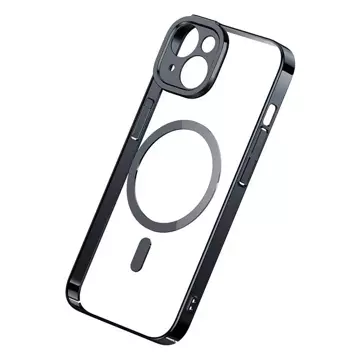 Baseus Glitter Schutzhülle Set transparente Magnethülle und gehärtetes Glas für iPhone 14 Plus (Schwarz)