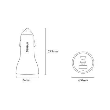 Baseus Golden Contactor Pro Autoladegerät USB-A 2x USB-C 65W dunkelgrau (CGJP010013)