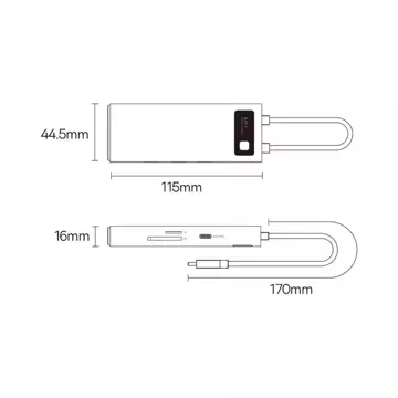 Baseus Metal Gleam Series 6-in-1 HUB grau (WKWG030213)