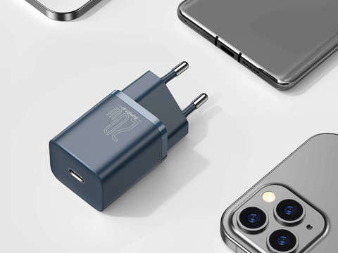 Baseus PD 20W Wandladegerät USB-C Typ C auf Lightning Blue Kabel